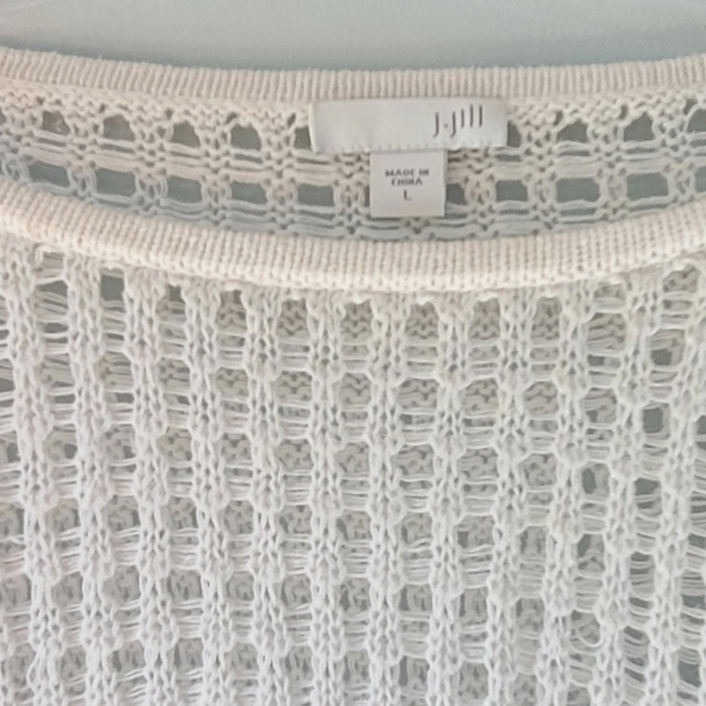 J.JILL | 3/4 SL FISHNET KNIT SWEATER, SZ L - Picture 5 of 12